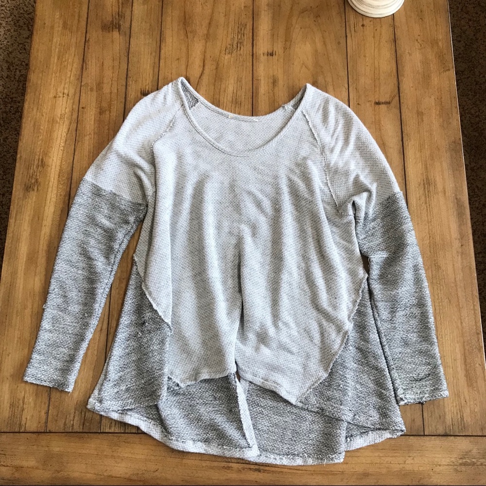 Free People Grey and Black Open Back Sweater